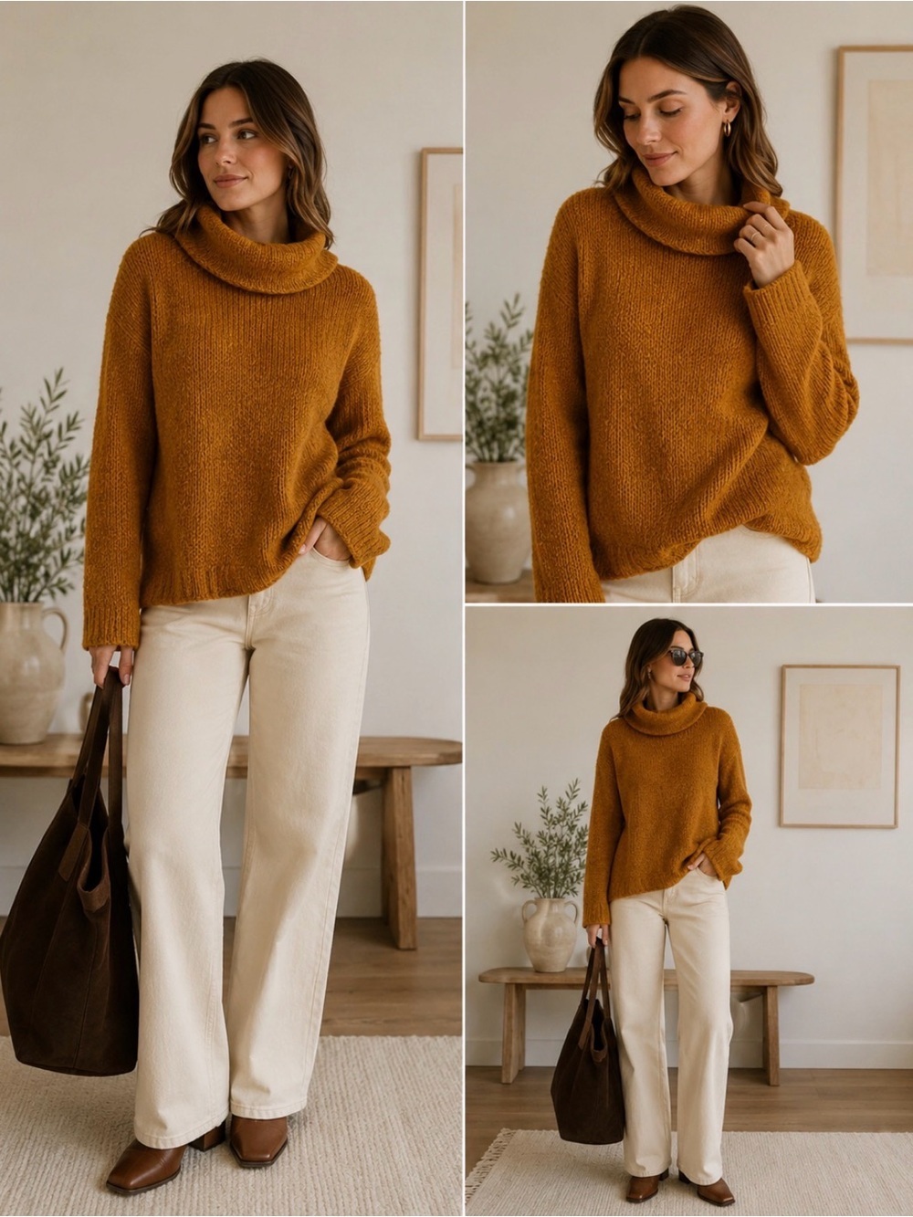 Eileen Fisher Italian Yarn Cowl Neck Pullover Knit Sweater Sz Large - Picture 2 of 10